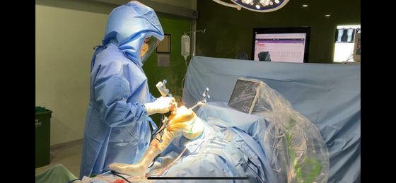 Joint replacement surgery under way in theatre