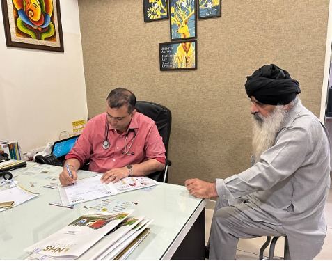 A consultation under way in the outpatient clinic