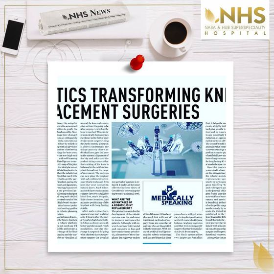 Press clipping headlined Robotics transforming knee replacement surgeries