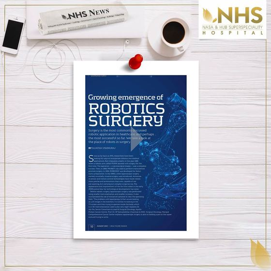 Press clipping headlined Growing emergence of Robotics Surgery