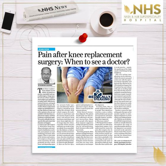 Press clipping headlined Pain after knee replacement surgery: when to see a doctor