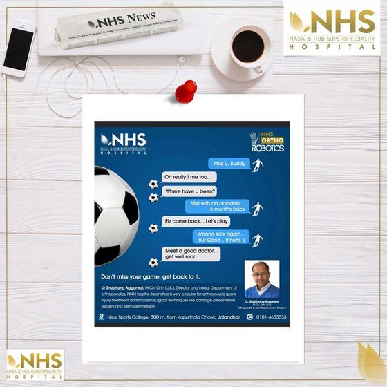 NHS Ortho Robotics campaign creative reading Don't miss your game, get back to it