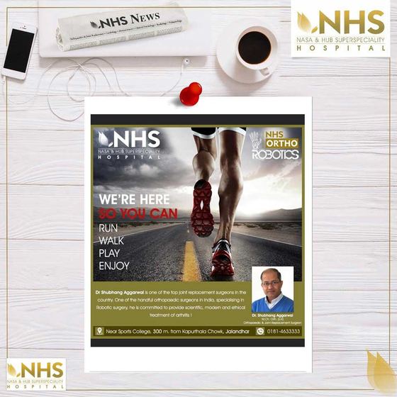 NHS Ortho Robotics campaign creative reading We are here. Run, walk, play, enjoy